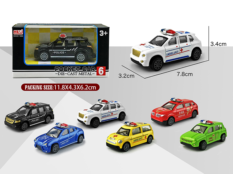 1:60 Alloy Pull Back Police Car