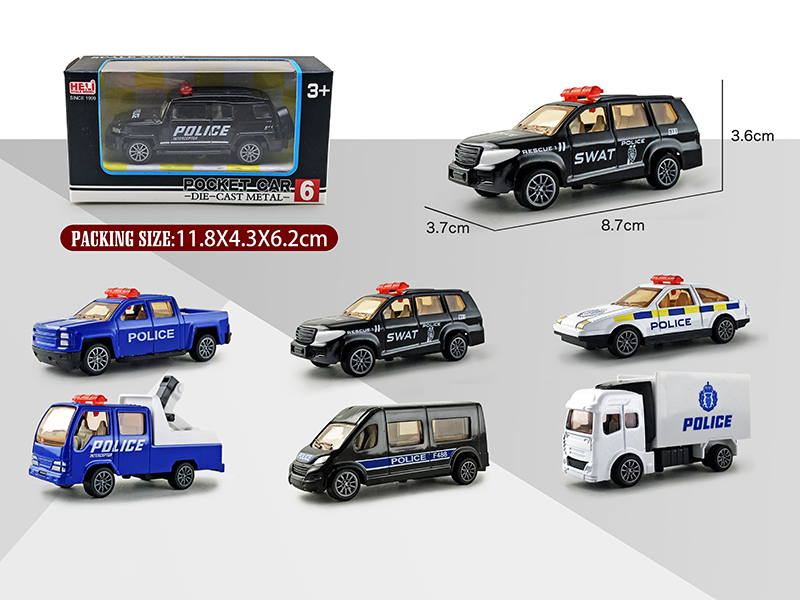 1:55 Simulated Pull Back Alloy Police Car
