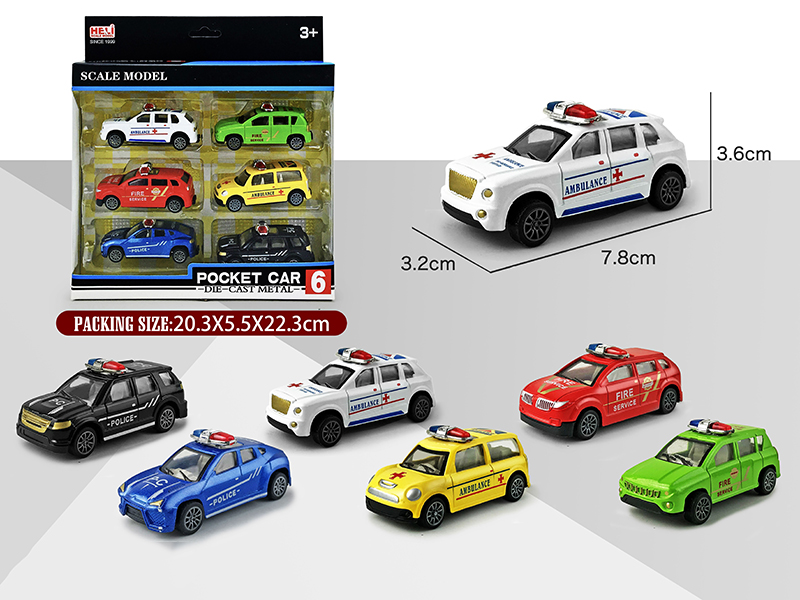 1:60 Simulated Pull Back Alloy Police Car