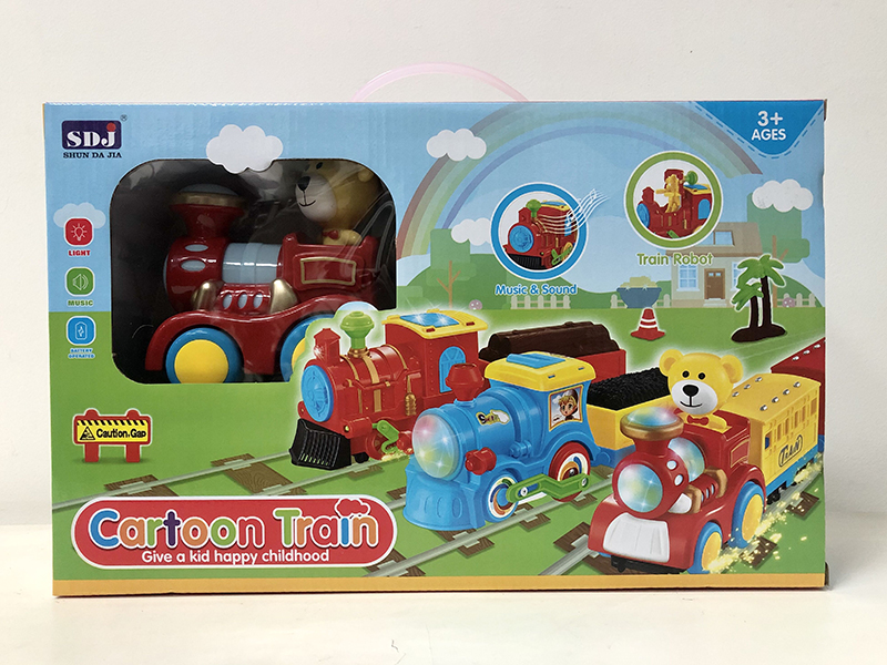 Electric Bear Rail Train With Carriage (Light,Sound)
