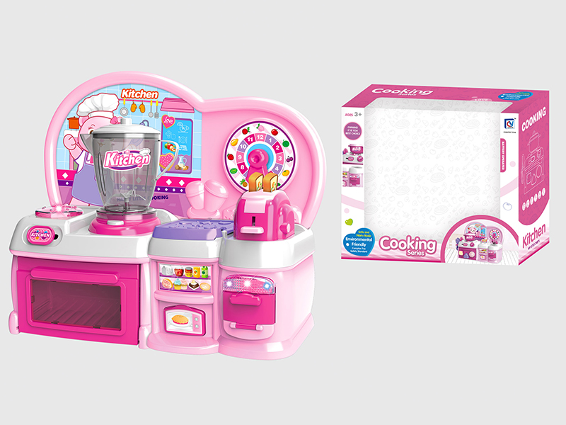 Cartoon Pink Kitchen Set(B/O,Light,Music)