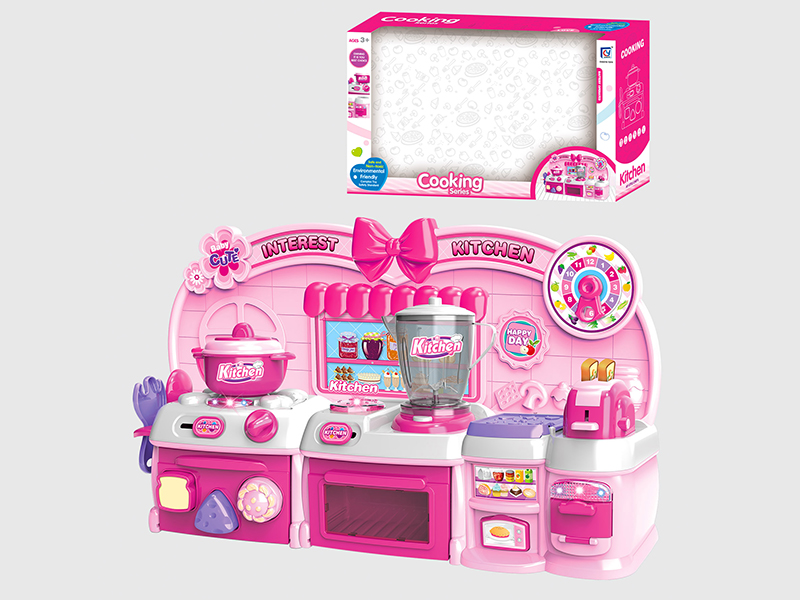 Cartoon Pink Kitchen Set(B/O,Light,Music)