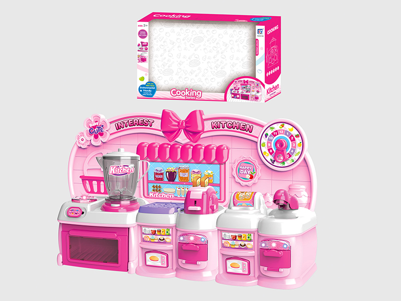 Cartoon Pink Kitchen Set(B/O,Light,Music)