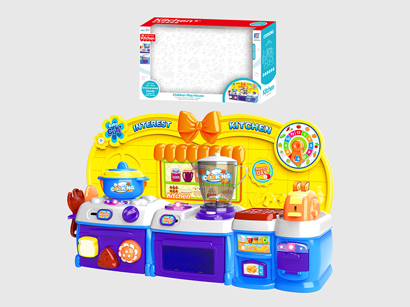 Cartoon Bule Kitchen Set(B/O,Light,Music)