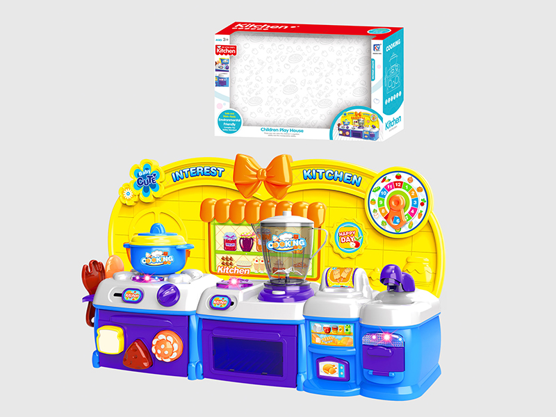 Cartoon Bule Kitchen Set(B/O,Light,Music)