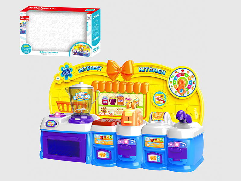 Cartoon Bule Kitchen Set(B/O,Light,Music)