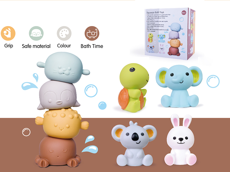 4 Spray Water Animals + 4 Animals With BB Whistle