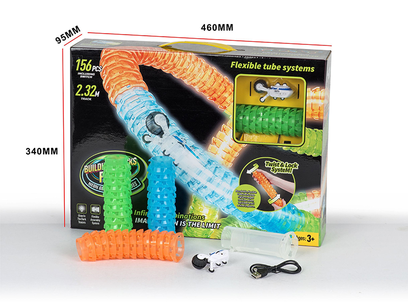 Building Blocks Pipeline Car(Glow In The Dark)156pcs Track