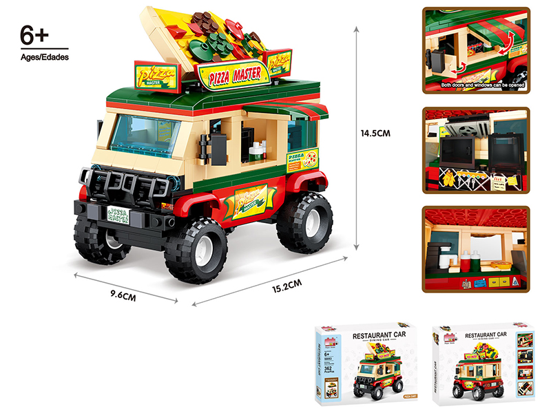 Building Blocks Restaurant Car  - Pizza Car  362pcs