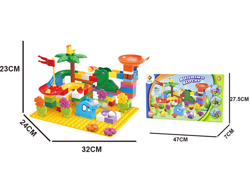 DIY Building Blocks Dinosaur + Elephant Animal Slide 90PCS( Include Base Plate)