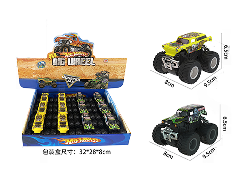 12PCS 1:64 Friction Wind Fire Wheel Monster Truck