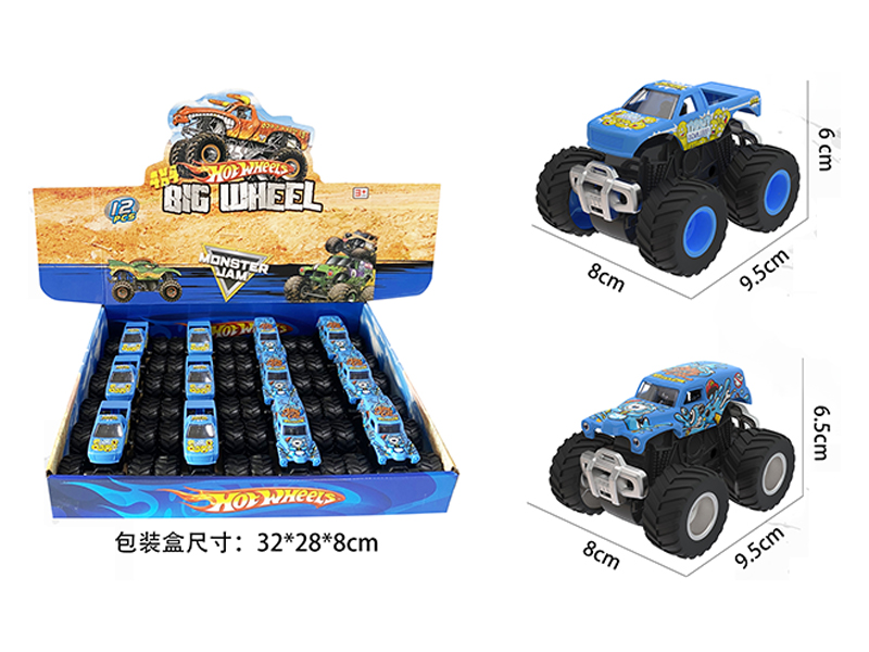 12PCS 1:64 Friction Wind Fire Wheel Monster Truck