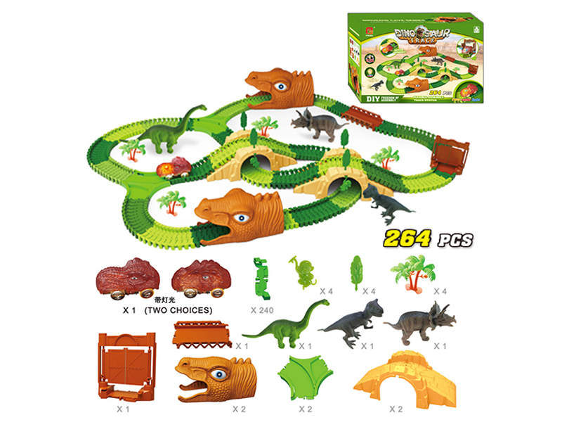 264PPCS Dinosaur Car Track With Light