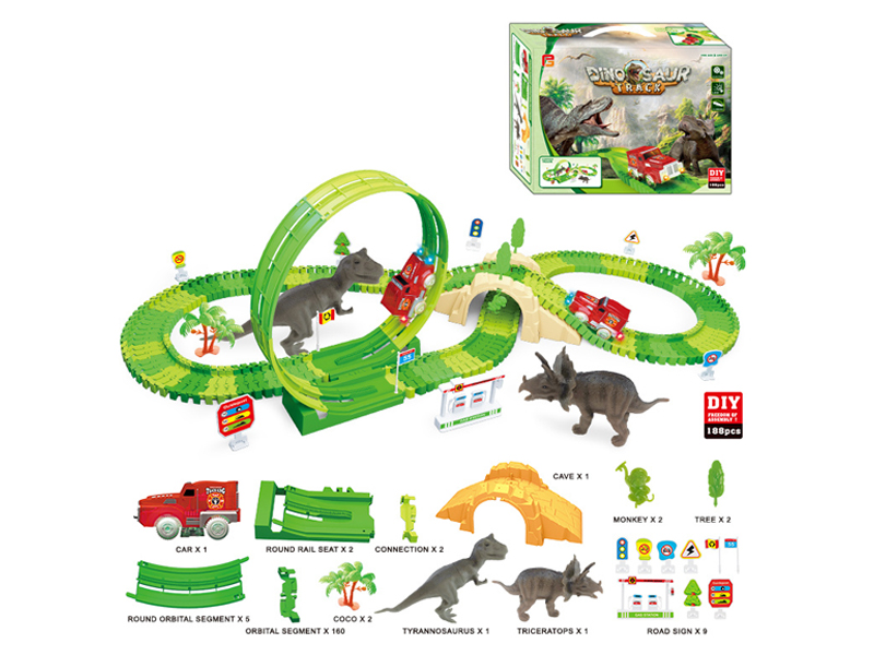 188PCS B/O Circular Track Dinosaur Rail Car