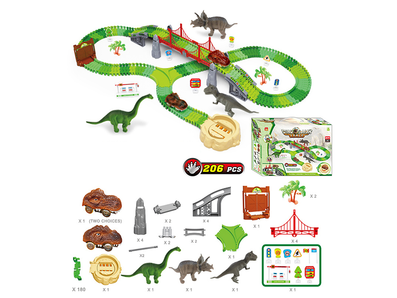 206PCS Dinosaur Car Track