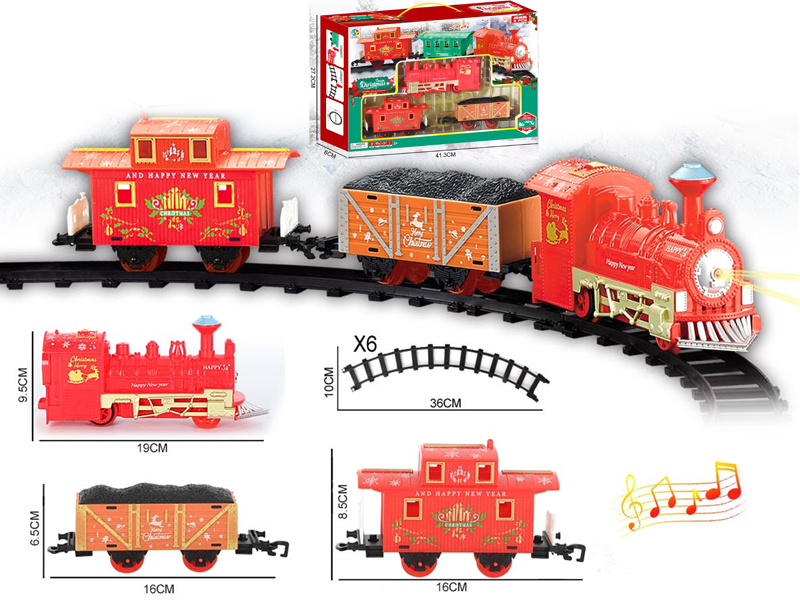 B/O Two Car Christmas Rail Train With Lights And Music