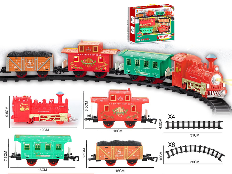 B/O Three Car Christmas Rail Train With Lights And Music