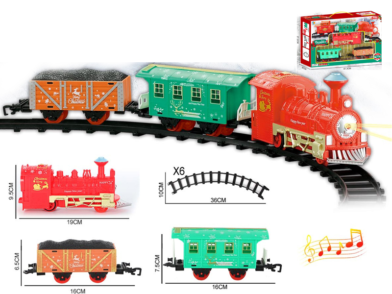B/O Two Car Christmas Rail Train With Lights And Music