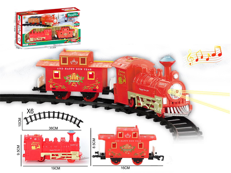 B/O Single Car Christmas Rail Train With Lights And Music