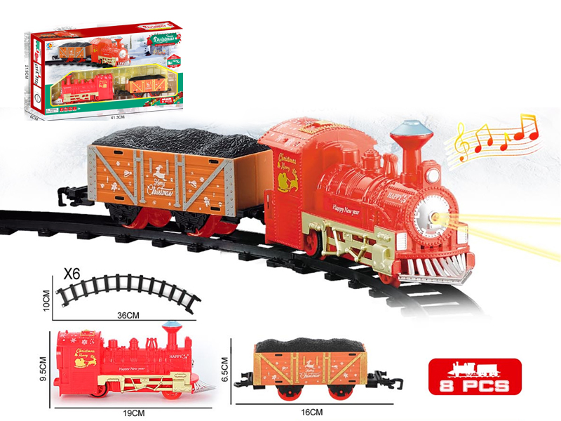 B/O Single Car Christmas Rail Train With Lights And Music