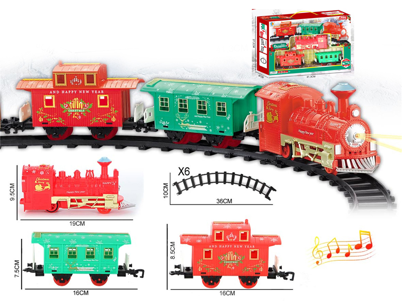 B/O Two Car Christmas Rail Train With Lights And Music