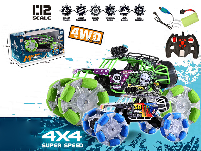 1:12 2.4G Remote Control Four-Wheel Aluminum Alloy Mecanum Wheel Cross Country Car