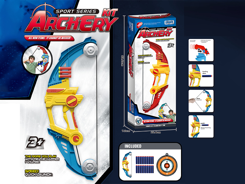 Aerodynamic Soft Projectile Bow And Arrow(Blue)