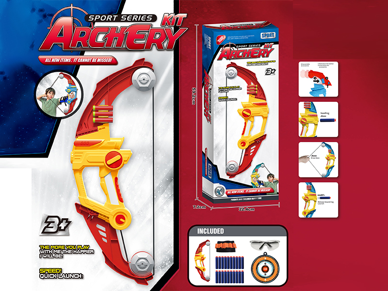 Aerodynamic Soft Projectile Bow And Arrow(Red)