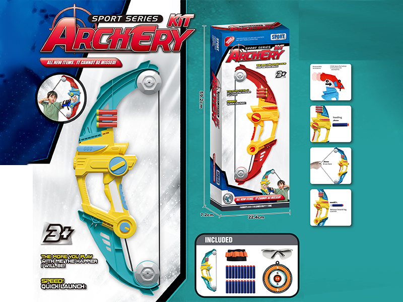 Aerodynamic Soft Projectile Bow And Arrow(Green)