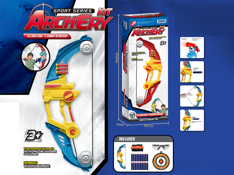 Aerodynamic Soft Projectile Bow And Arrow(Blue)