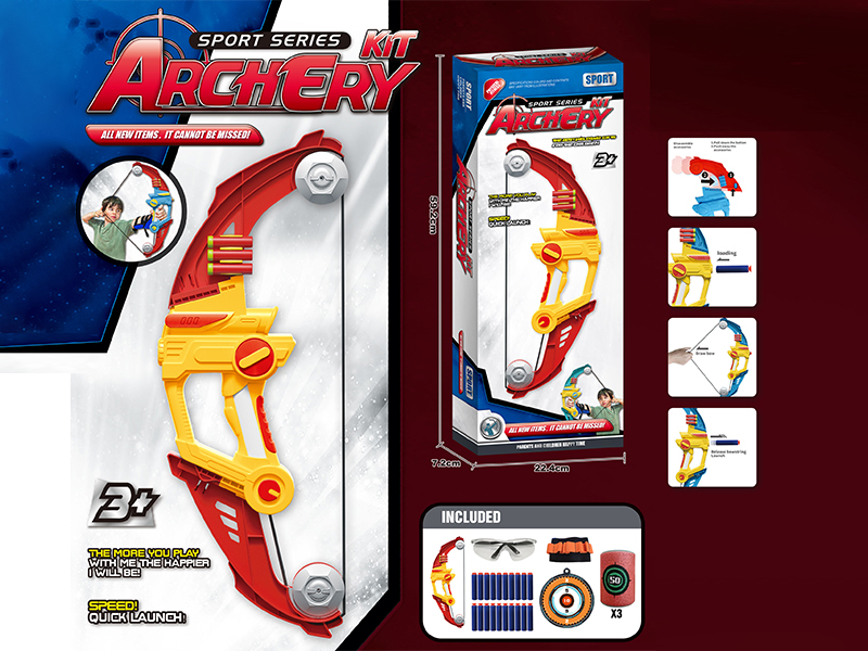 Aerodynamic Soft Projectile Bow And Arrow(Red)