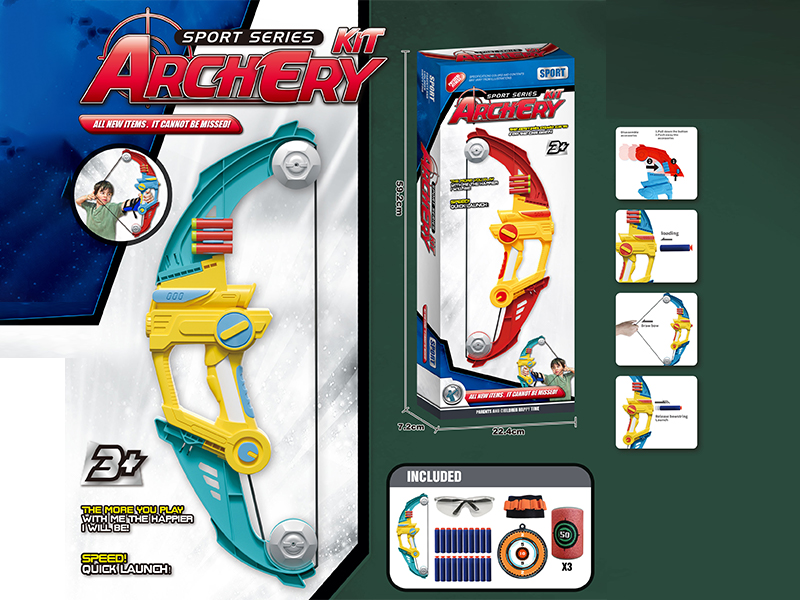 Aerodynamic Soft Projectile Bow And Arrow(Green)