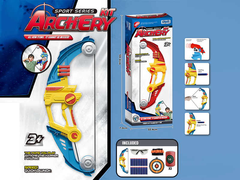 Aerodynamic Soft Projectile Bow And Arrow(Blue)