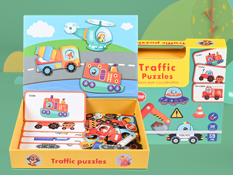 Wooden Magnetic Traffic Puzzles 59pcs