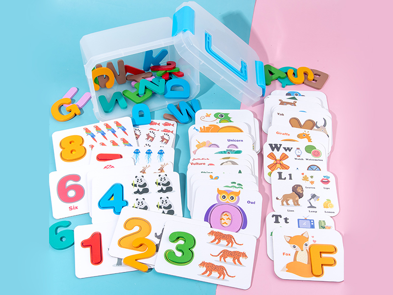 Wooden Number Alphabet Cards Set