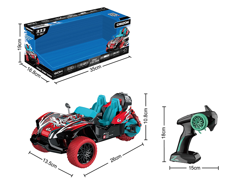 1:16 2.4G 8-Channel Remote Control Spray Stunt Car With Light And Music