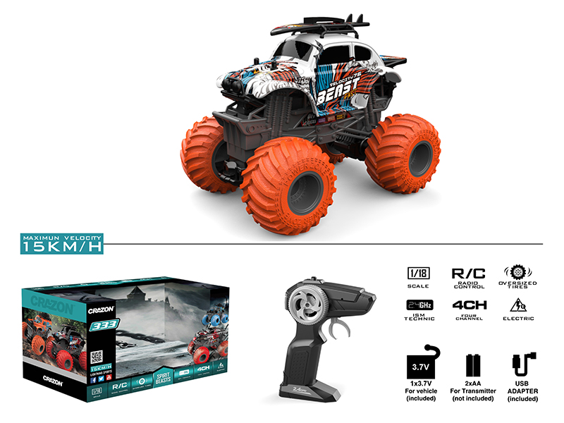1:18 2.4G Remote Control Big Wheel Cross Country Car