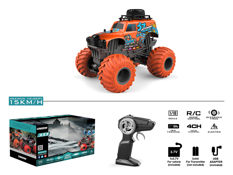 1:18 2.4G Remote Control Big Wheel Cross Country Car