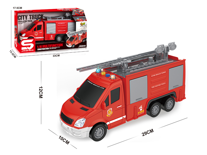 1:16 Friction Fire Truck With Light, Music And Water Spray