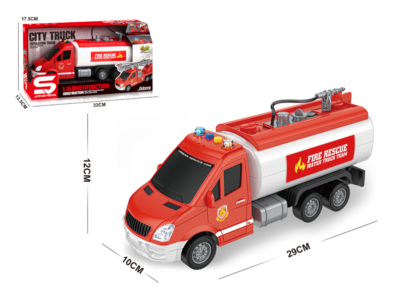 1:16 Friction Fire Truck With Light, Music And Water Spray