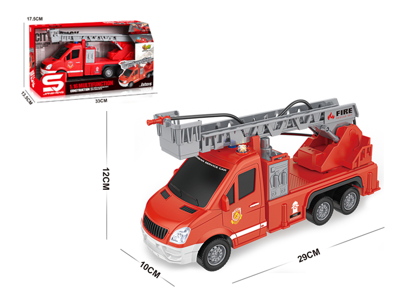 1:16 Friction Ladder Fire Truck With Light, Music And Water Spray
