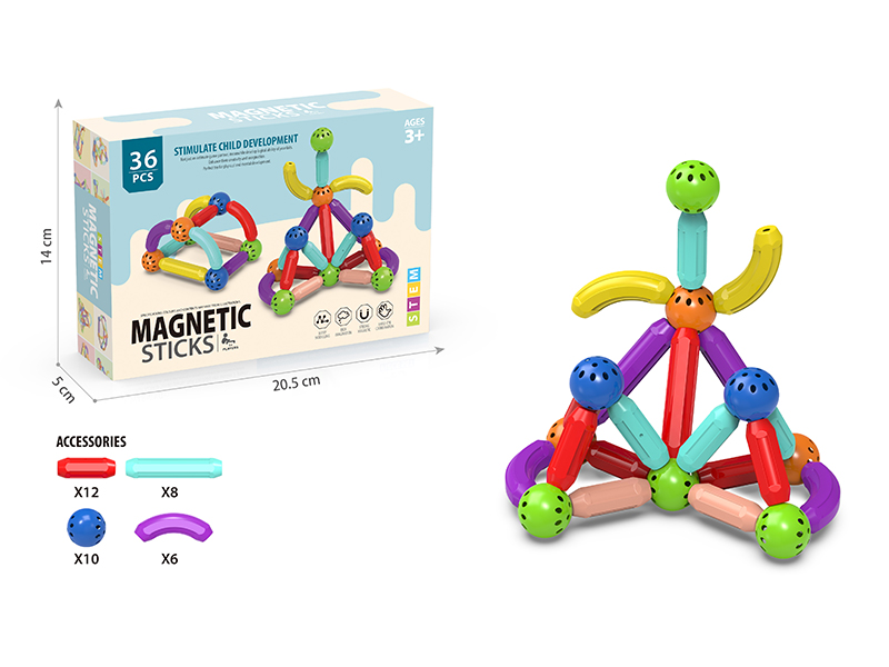 36Pcs Medium Magnetic Rod Set