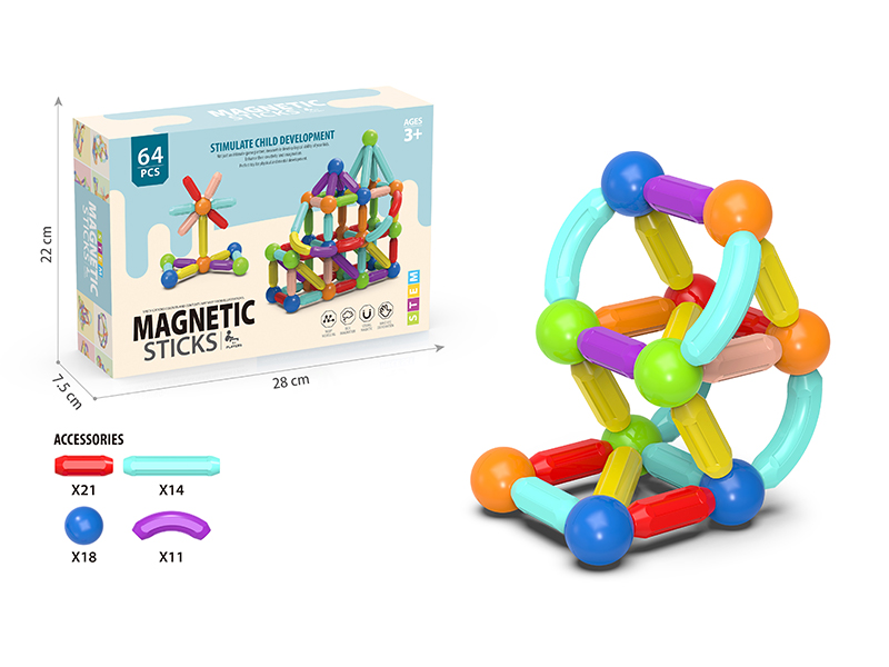 64Pcs Large Magnetic Rod Set