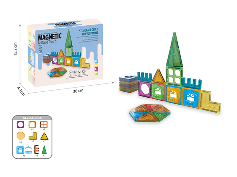 30Pcs Magnetic Chip Building Block Toys