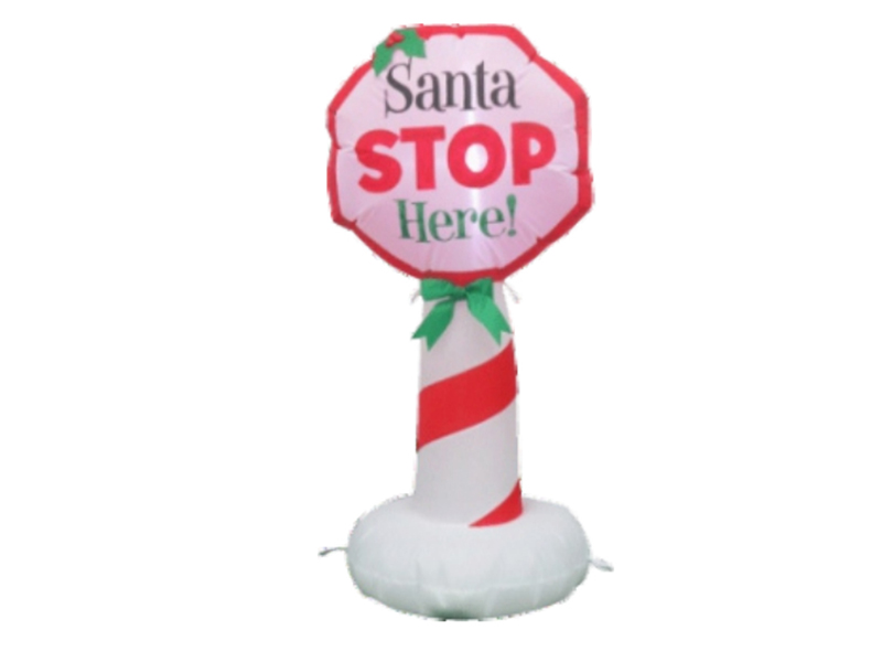 120cm Inflatable Santa Stop Here, With 3 LED Lights, Fan And Adaptor