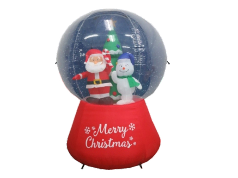 180CM Inflatable Santa & Snowman Snow Globe,With 3 LED Lights, Fan And Adaptor