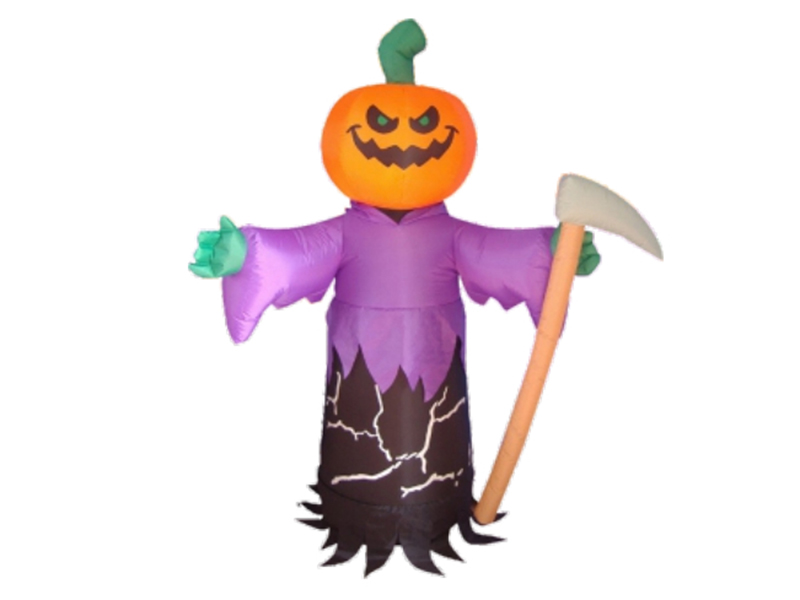 150cm Inflatable Pumpkin With Sickle,  With LED Lights,Fan And Adaptor