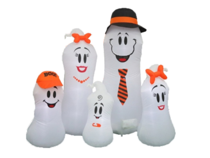 150CM Inflatable Ghost Family, With 5 LED Lights,Fan And Adaptor