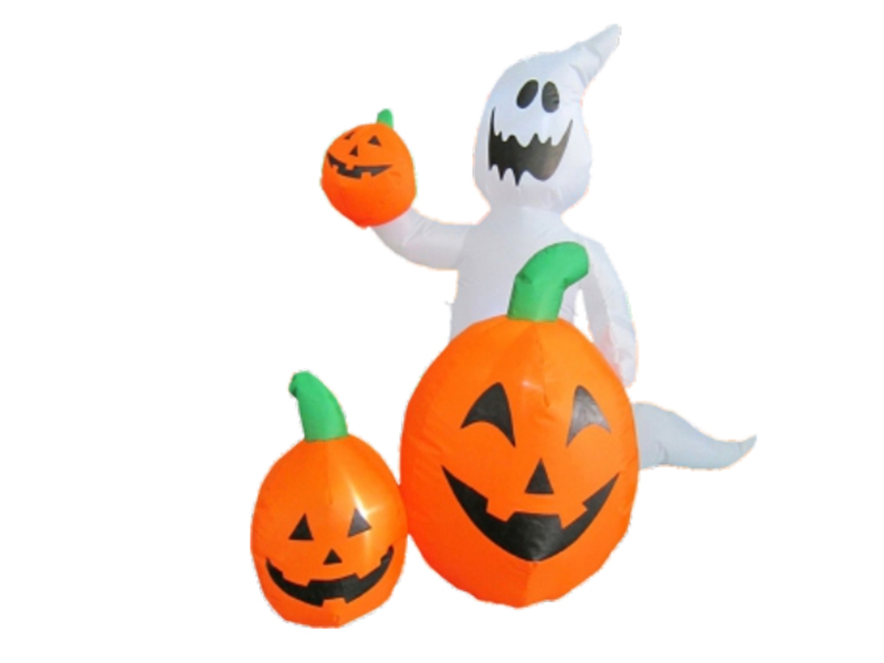 150cm Inflatable Happy Pumpkin And Ghost, With LED Lights,Fan And Adaptor