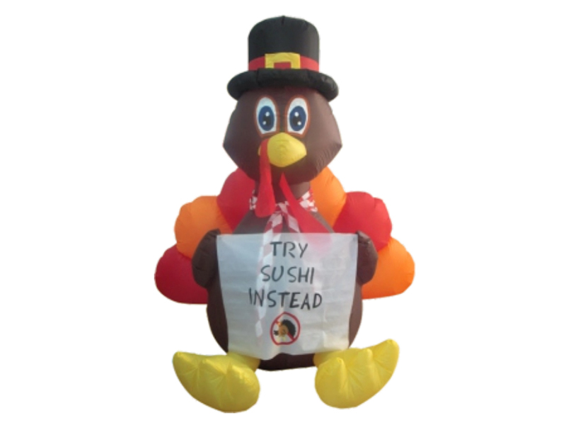 180CM Inflatable Turkey With Paper,With 3 LED Lights, Fan And Adaptor